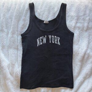 Brandy Melville 100% Cotton Black Tank Top - New York Graphic, John Galt